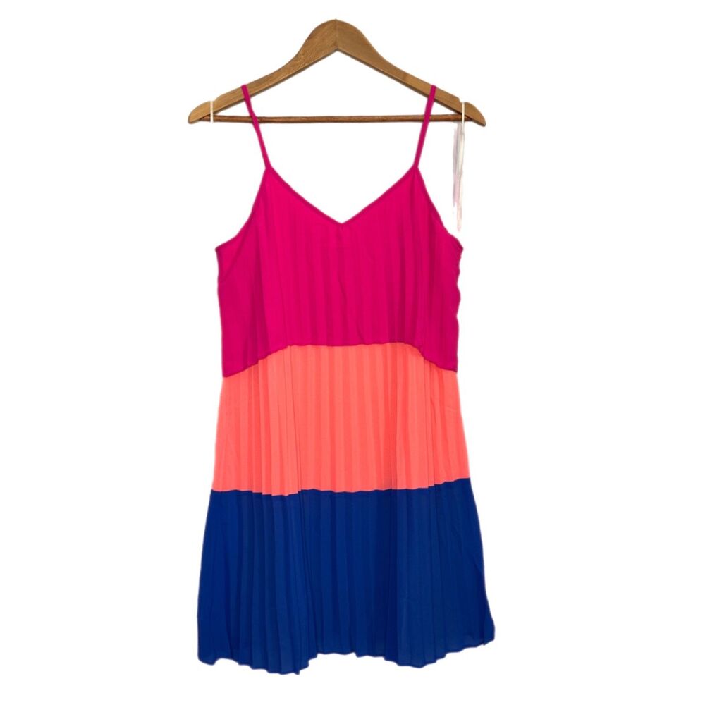 NWT Small tiered dress, Fuchsia, neon and cobalt - Picture 2 of 4